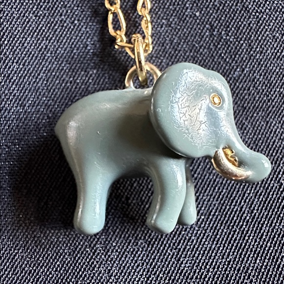 J. Crew Jewelry - J Crew EUC elephant necklace. Enameled elephant pendant w/ goldtone trim & chain